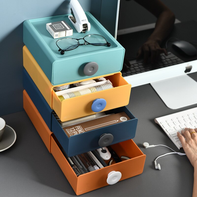 Stackable Plastic Storage Box With Drawer Waterproof Letter Holder File Rack Stationary Desk Organizer Home Office Accessories