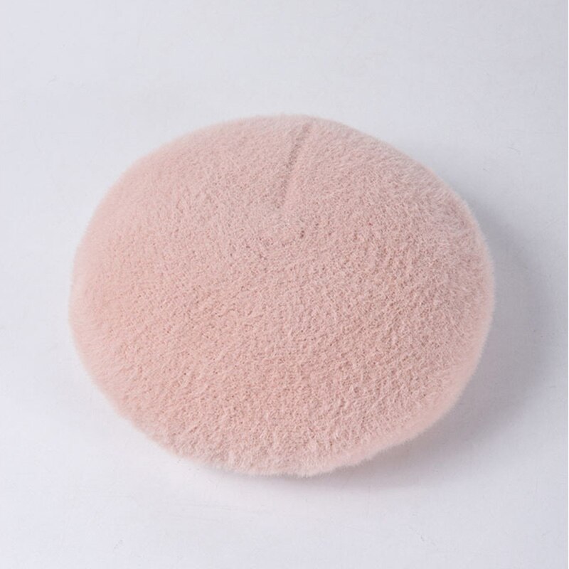 Warm Winter Baretten Grote Effen Kleur Dikke Winter Vrouwen Hoeden Klassieke Franse Hoed Vrouwelijke Zachte Beanie Verstelbare: Pink