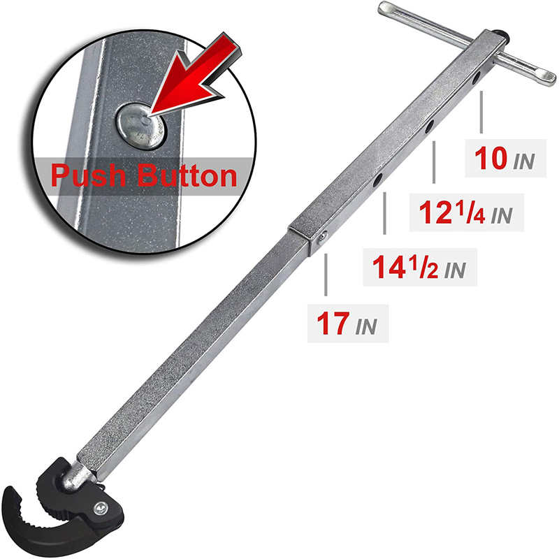 Telescoping Basin Wrench, Capacity of 3/8-Inch to 1-1/4-Inch, Basin Wrench Telescopic Long Reach 10-Inch to 17-Inch