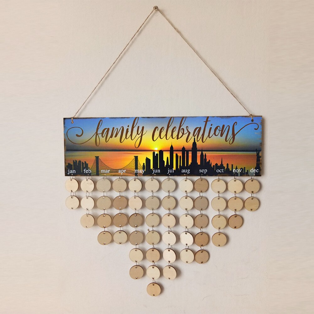 Kerst Verjaardag Speciale Dagen Herinnering Board Thuis Opknoping Decor Houten Kalender Boord Opknoping Ornament Jaar Decoratie: 9