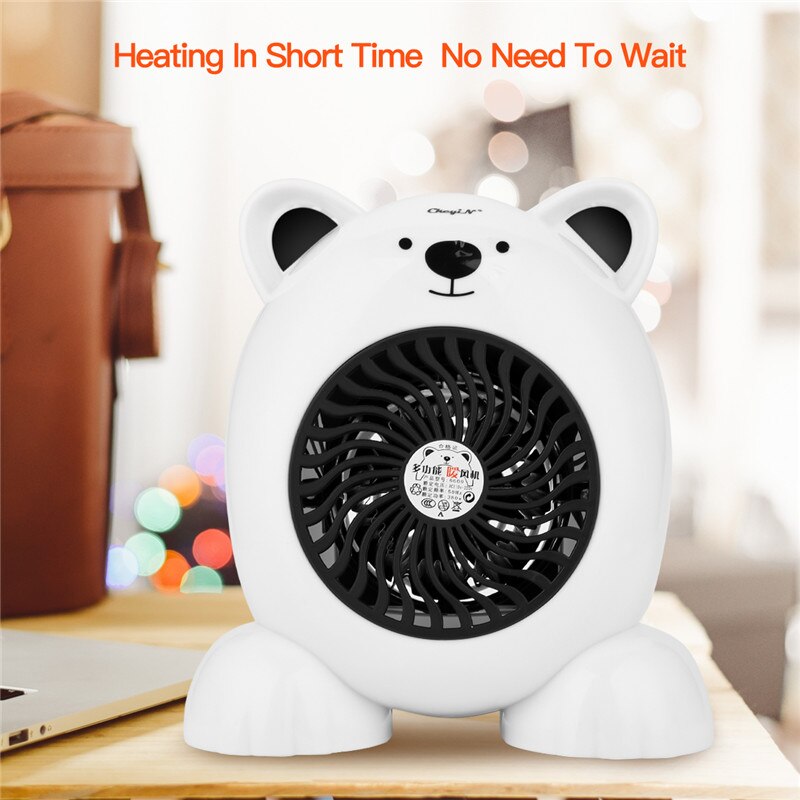 Electric Space Heater Mini Portable Home Office Desktop Warm Air Heater Warmer Fan Silent Remote Fast Heat Thermostat