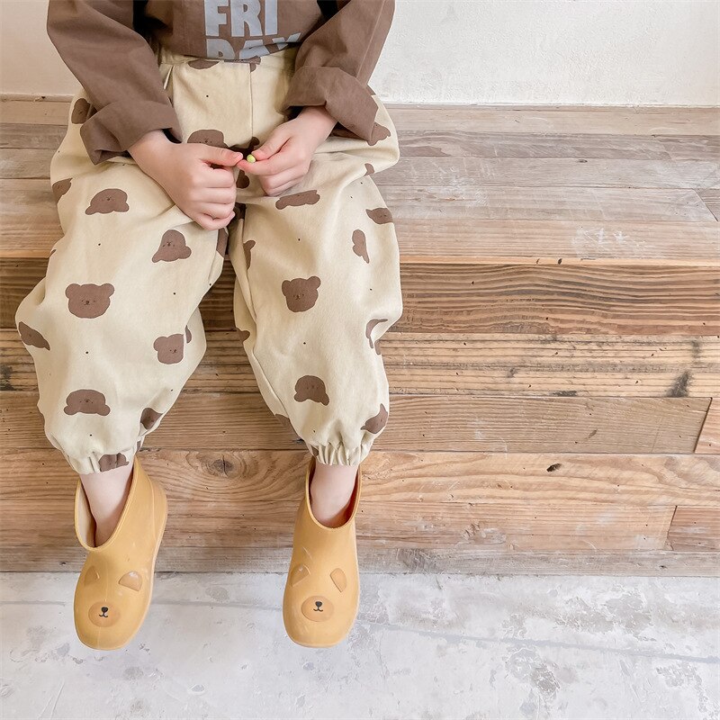 Herten Jonmi 2022 Lente Kinderen Cartoon Gedrukt Broek Koreaanse Stijl Katoen Casual Kinderen Haren Broek