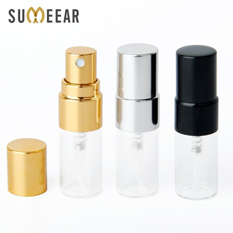 100 Stuks/partij 2Ml Mini Hervulbare Parfum Fles Voor Sample Spray Fles Metalen Verstuiver Draagbare Reizen Cosmetische Container