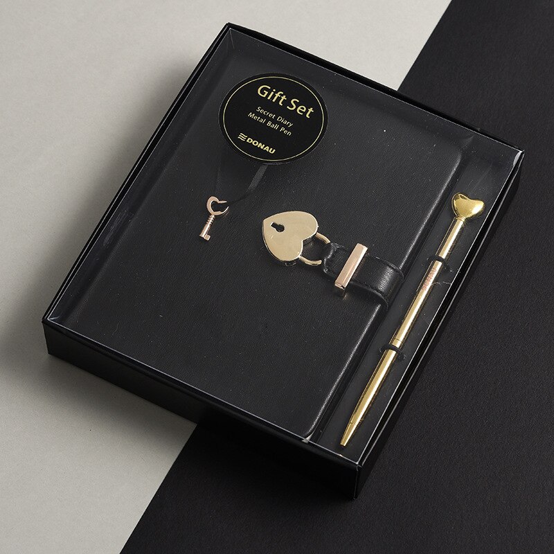 Secret Notebook Ruled Journal Lined Diary With Lock Heart Lock: black / A6 without box