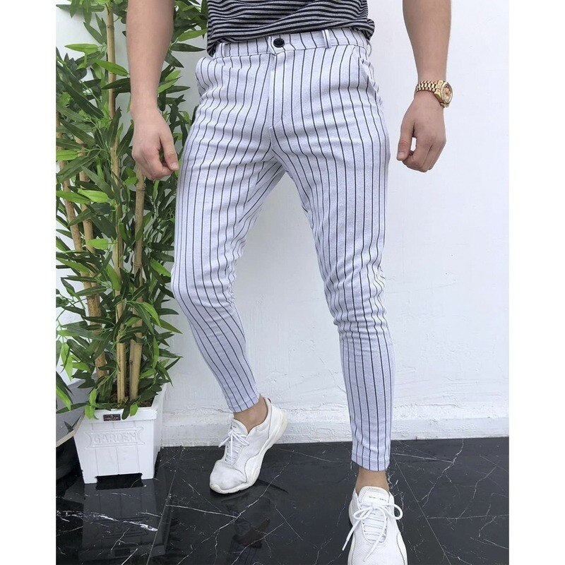 Sommer uformelle bukser plus size herre england retro kjole bukser formell stripe bukser uformelle bukse