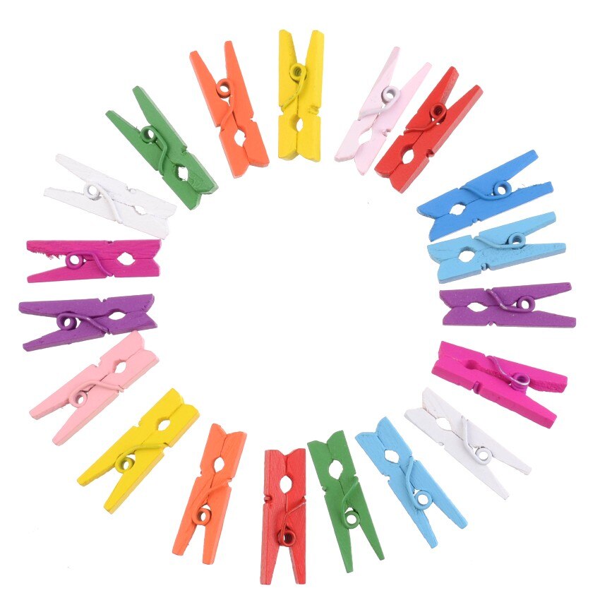 Clip de foto de tarjeta postal, 50 Uds., Clip de madera mezclado al azar, adornos para manualidades del hogar F0882, 25x8mm,: Multicolor