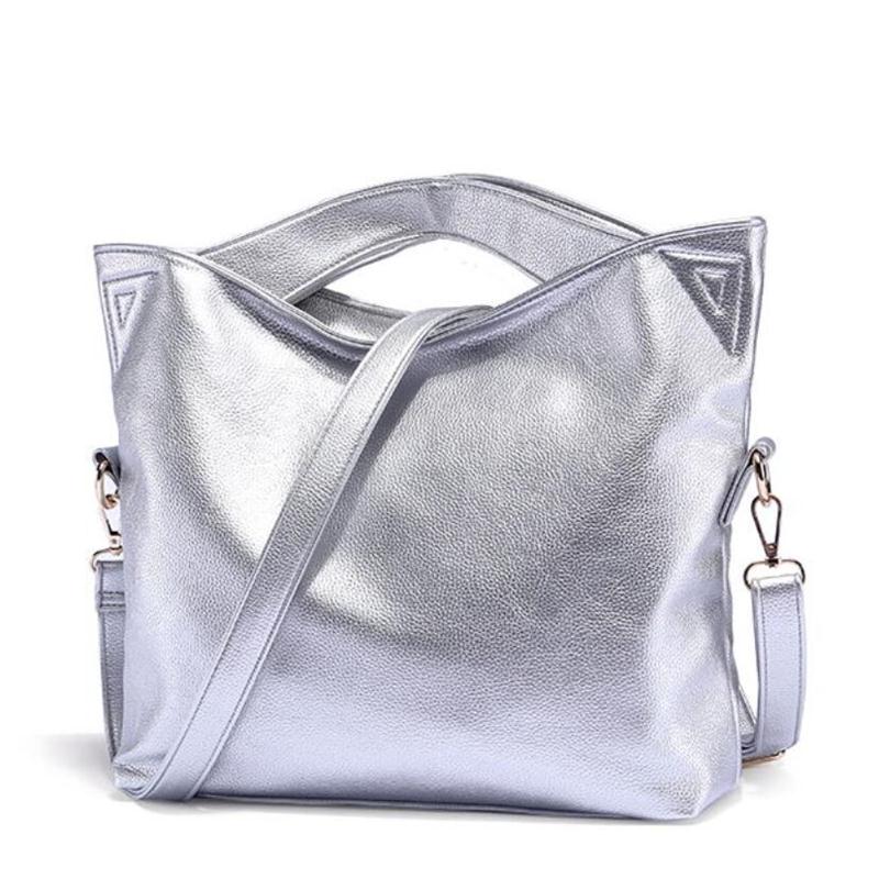 bolsa feminina Big Shoulder bags for women Gold color Crossbody handbag Women Soft Leather Bag PU Messenger Bag: silver