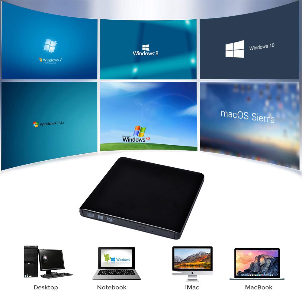 USB 3.0 DVD-RW External DVD Drive DVD Player Burner Writer Ultra Slim DVD ROM Player for PC Linux Windows Mac OS XIAOMI HUAWEI