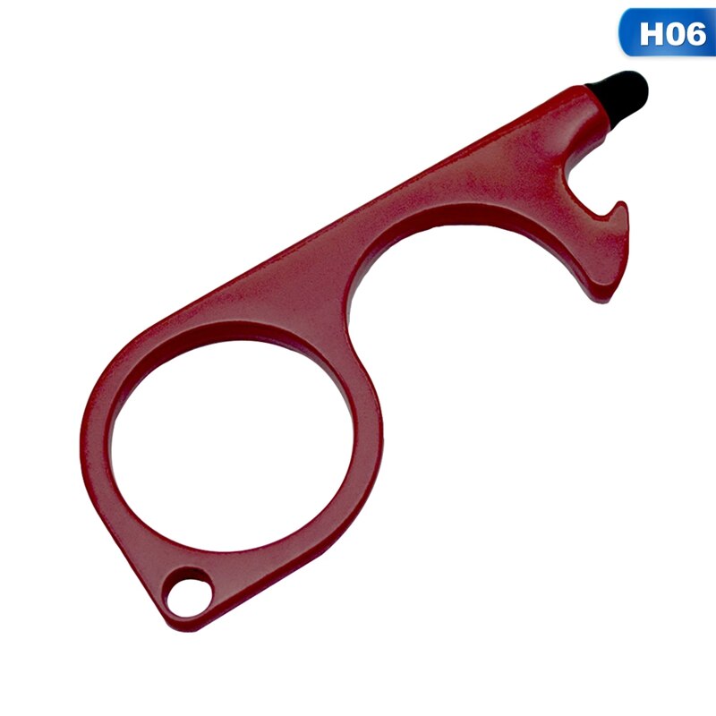 Portable Door Opener Tool Keychain Tool For Outdoor Public Door Handle Touchscreen Button Bottle Opener Keychain: H06