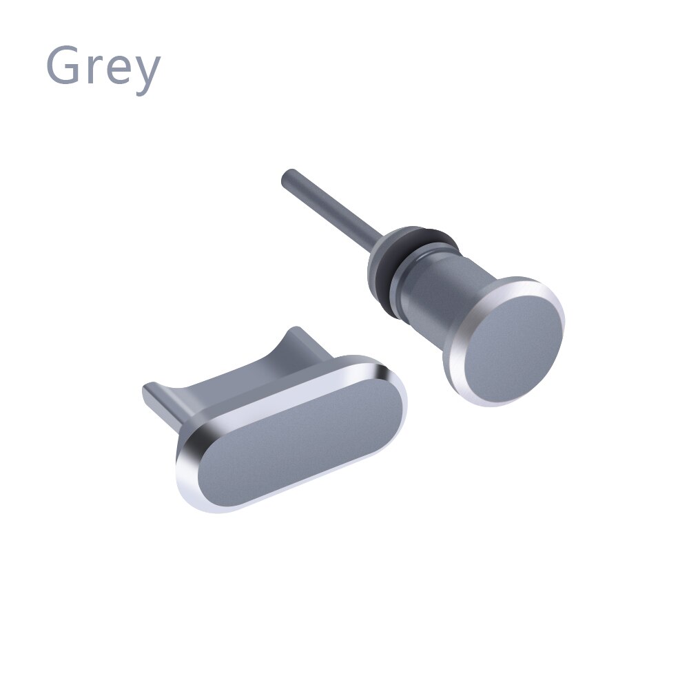 Universele 3.5Mm Jack Metal Dust Plug Voor Android Telefoon Micro Usb-poort Opladen Cover Halen Kaart Pin Anti-dust Headset Stopper: grey