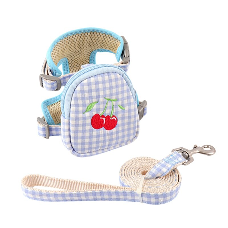 Huisdier Harnas Vest Rugzak Leash Voor Kleine Honden Ademend Leuke Furit Print Hond Snack Tas Hond Wandelen Rugzak Borstband: L / M