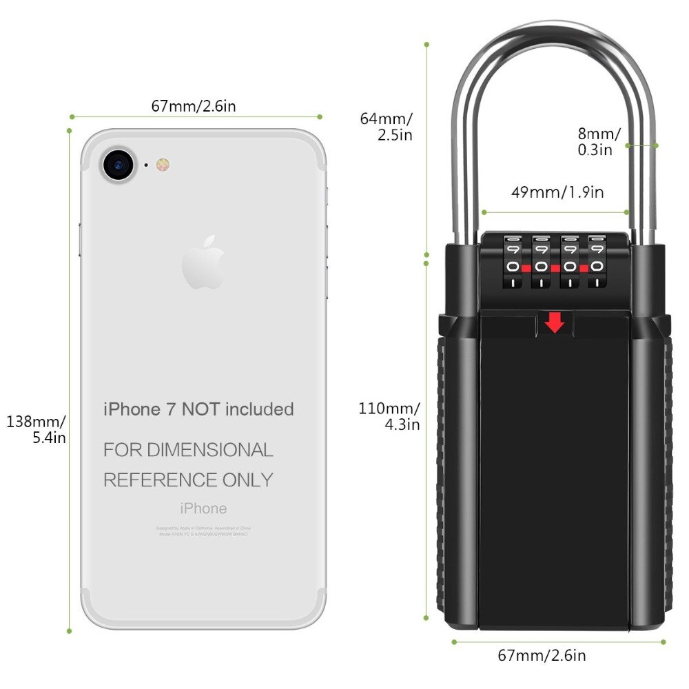 Combination Lock Box Key Storage Lock Box 4-Digit Combination Lock Waterproof Indoor/Outdoor