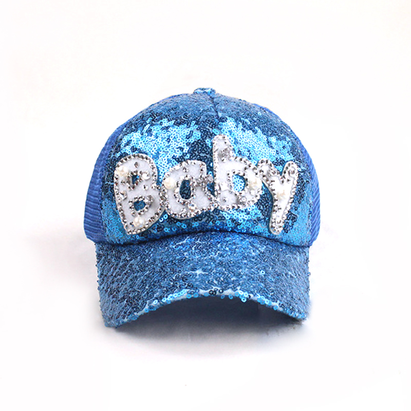 Summer cute Toddler Baby Girls Boys Baseball Hats Adjustable Sequins Mesh Baby Letter Sunhat: 3