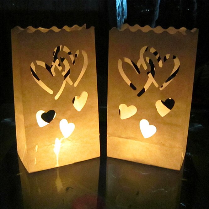 10 pcs/lot en plein air bougie lanterne étoiles thé porte-lumière papier lanterne bougie sac pour fête de fête fournitures de mariage décoration