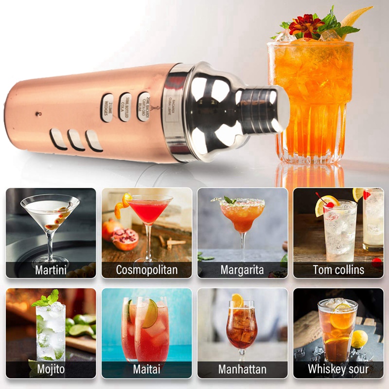 700ml bar verktøy kobber vin mojito cocktail maker cocktail shaker drikke mikser lekkasjesikker riste kolbe med markering шейкер