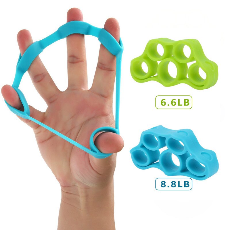 Finger resistance bands Hand Extensor Exerciser Finger Grip Strength Trainer Elastic Band String Chest Developer Fitness Set: Green and Blue