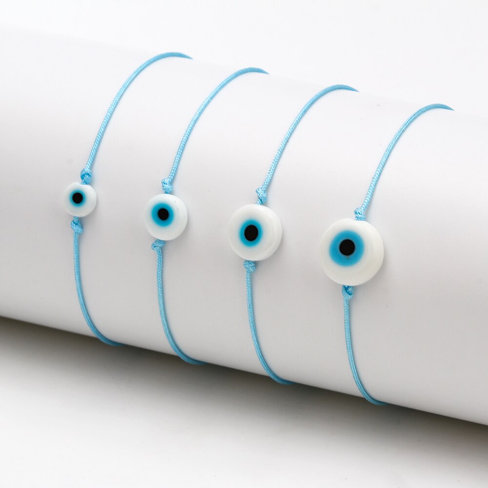 Lucky eye trançado azul mal olho pulseira vermelho azul preto corda corrente charme pulseira ajustável diy jóias para feminino ey6386
