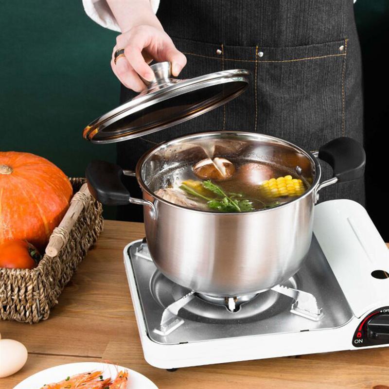 Stainless Steel Stockpot with Lid Double Handles Cooking Pot Thick Kitchen Soup Pot for Home (18cm)