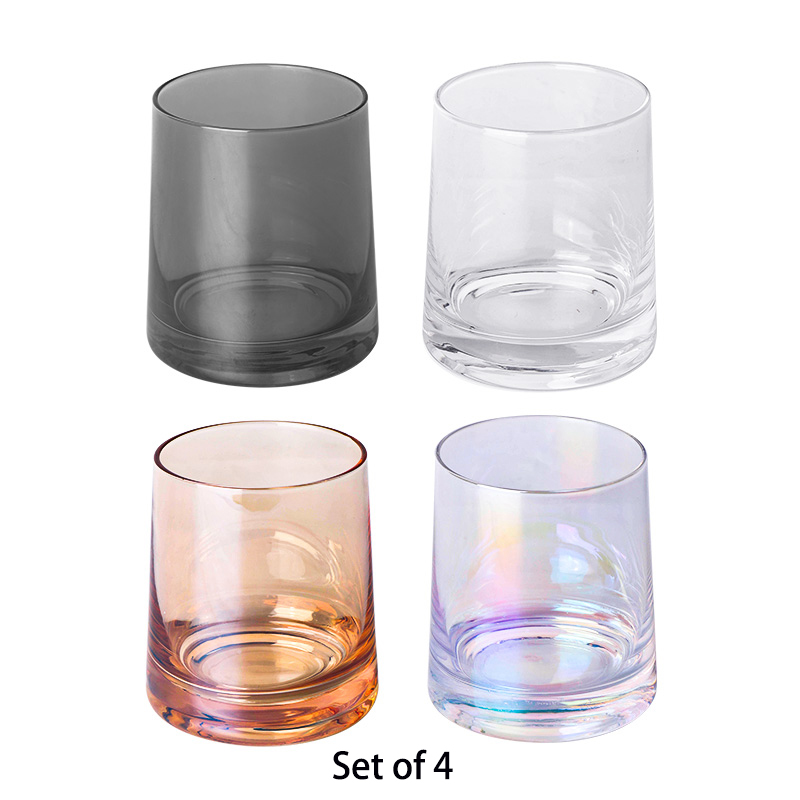 Juego de vasos de cristal nórdicos para el hogar, Juego de 2 o 4 vasos de cristal para beber vino, whisky y agua, sencillo, 4 Uds.: Mix set of 4