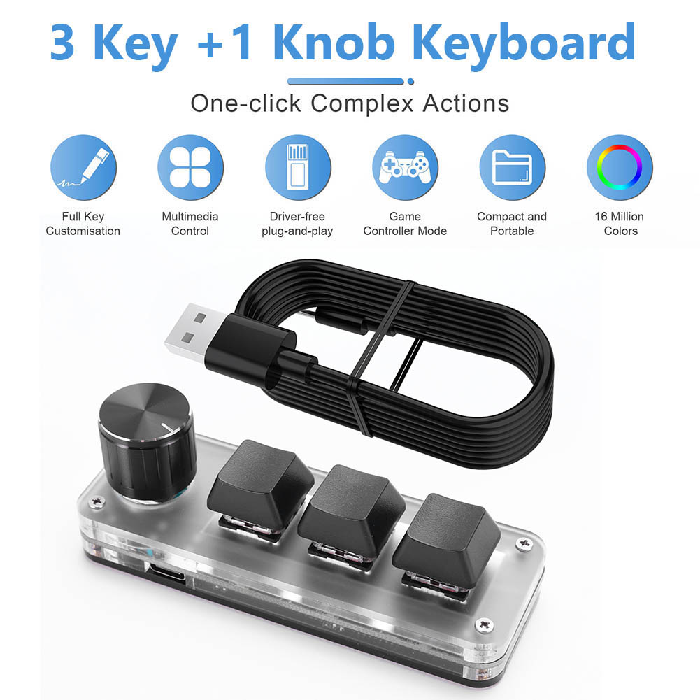 Ammtoo Programming Macro Custom Keyboard 12 Key 3 Knobs RGB 18 Character One Key Password Copy Paste Mechanical Hotswap Keypad: MAROON