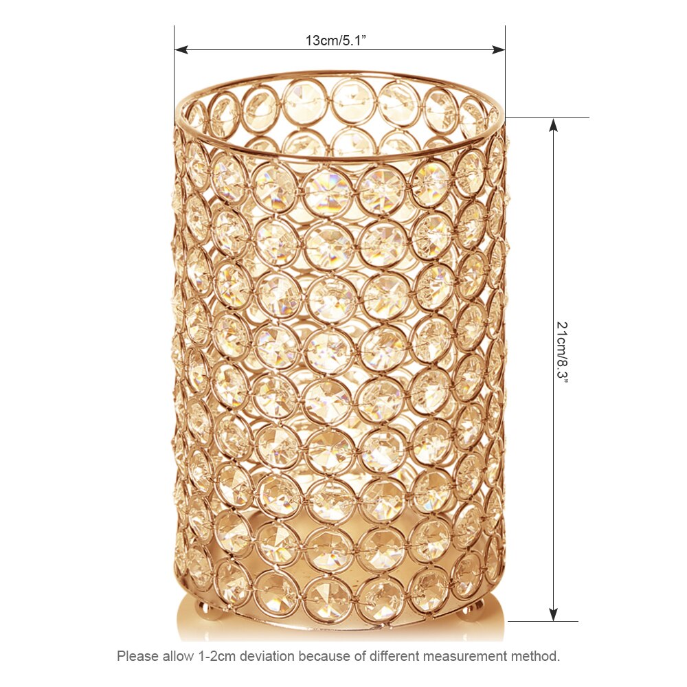 VINGIANT Crystal Cylinder Flower Vases Candle Holders for Home Wedding Table Centerpieces Halloween Decoration Handmade: Gold 9 Floor