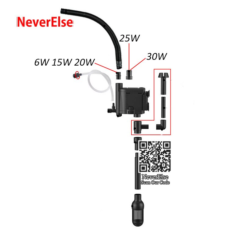 4in1 Submersible Aquarium Pump Filter + Surface Protein Skimmer + Add Air + Flow System, regulate adjustable Filter Water Pump