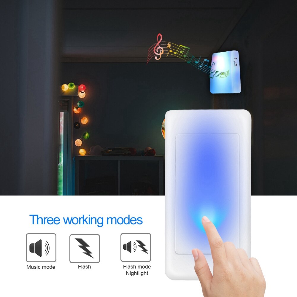 Timbre de puerta inalámbrico con 3 modos de funcionamiento, transmisor de 3 modos de trabajo, luces de 7 colores, receptor de timbre para ancianos y sordos