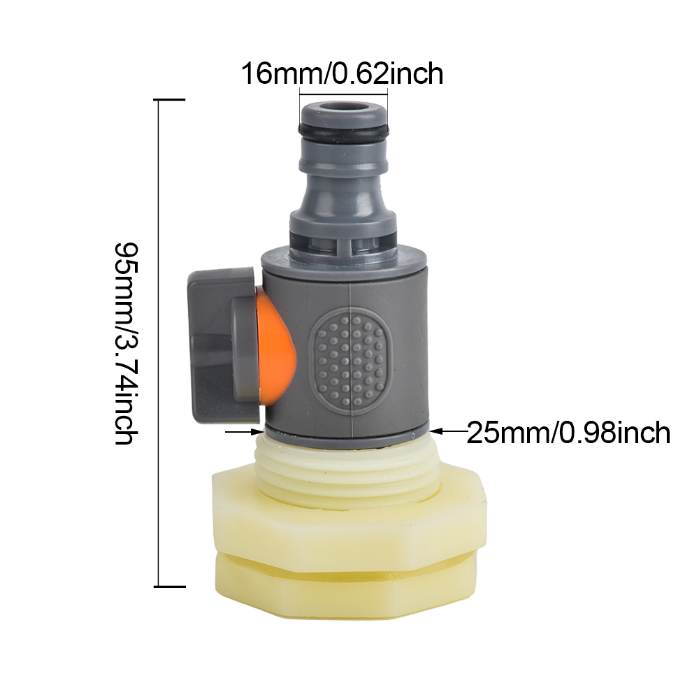 3/4 Inch PVC Rain Barrel Bulkhead Valve Adapter with 16、20mm Hose Adapter for Aquariums Water Tanks Pools: grey
