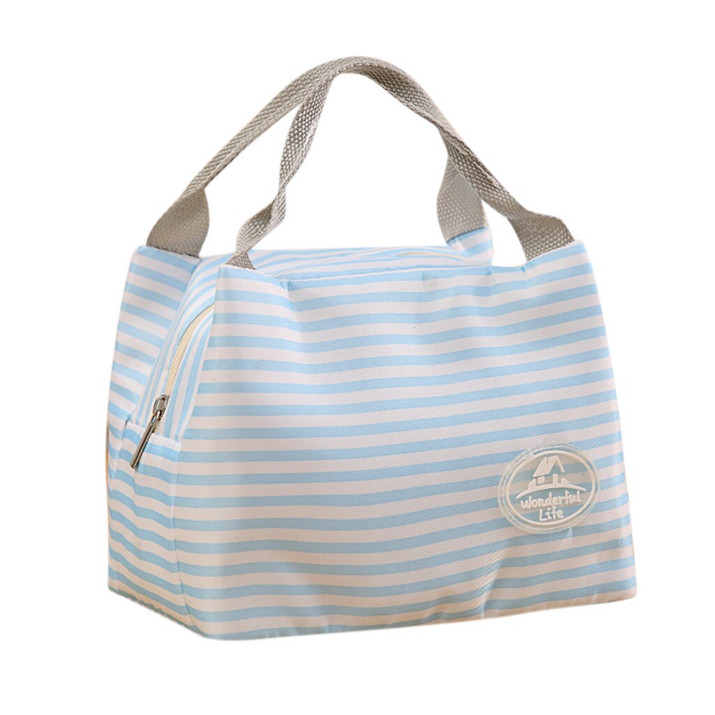 Portable isolé Oxford tissu sac à déjeuner thermique alimentaire pique-nique sacs à déjeuner pour femmes enfants hommes imprimer boîte à déjeuner sac fourre-tout # L5: Blue