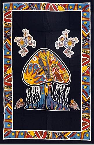 Trippy Psychedelic Mushroom Tapestry Frogs Magic Shrooms Animal Wall Art