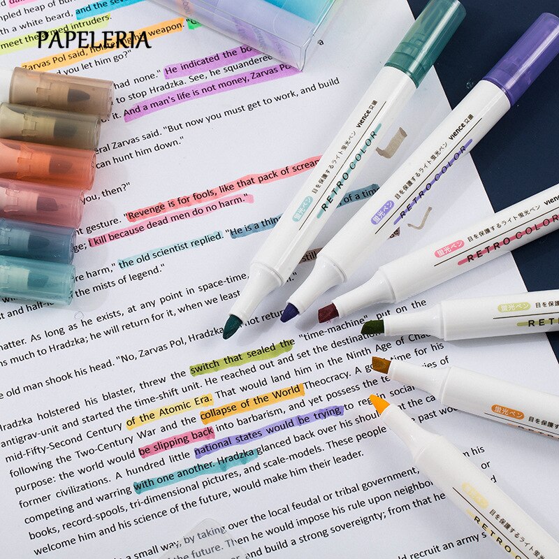 6 Stks/set Creatieve Markeerstift Fluorescerende Potlood Candy Kleur Tekening Graffiti Marker Art Pennen Voor School Kantoorbenodigdheden