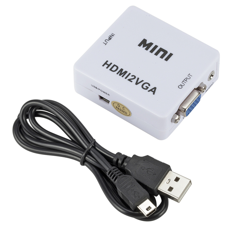 Portable Mini HDMI compatible TO VGA Converter HDMI2VGA Video Box Audio Adapter 1080P For Notebook PC HDTV Projector
