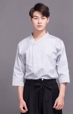 Unisex Japanese Style Medium Sleeve Cook Uniform Restaurant Chef Uniform Waiter Work Wear Cook Clothes F98745: men top / XL