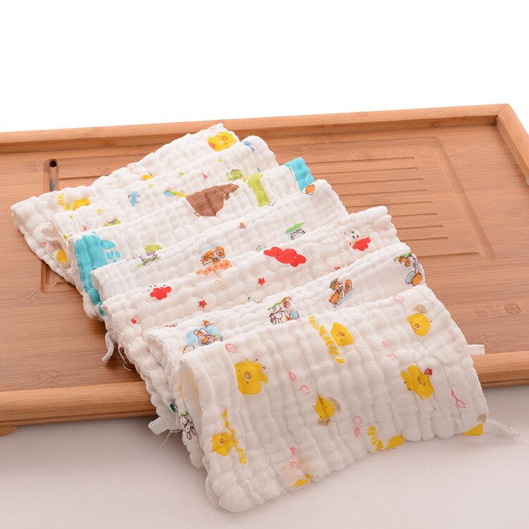Six layers of gauze cotton square towel Children towel Fold a handkerchief Plain printed saliva towel: 6