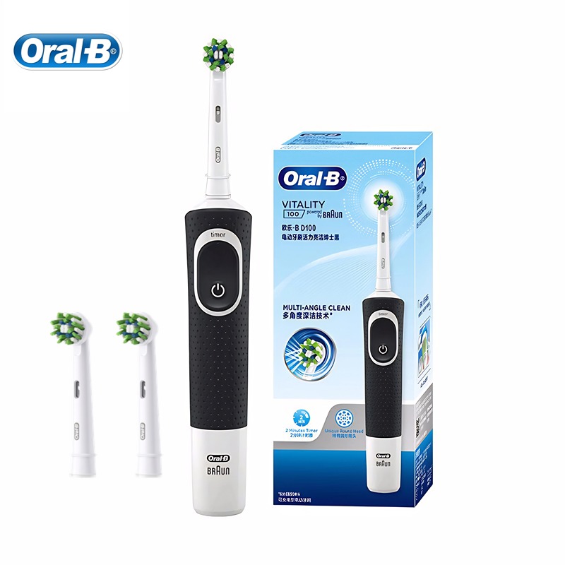 Oral B D100 elektrische Zahnbürste, kleiner runder Bürstenkopf mit 4-Bürstenkopf-Timer, Tiefenreinigung, Aufhellung der Zähne, Zahnbürste: green