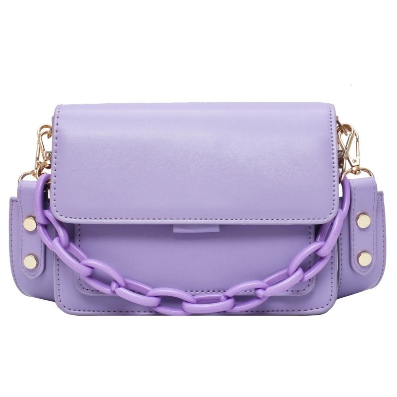 Atli Ketting Mini Pu Lederen Flap Tassen Voor Vrouwen Zomer Dame Schouder Handtas Vrouwelijke Mode Cross body Bag: Purple