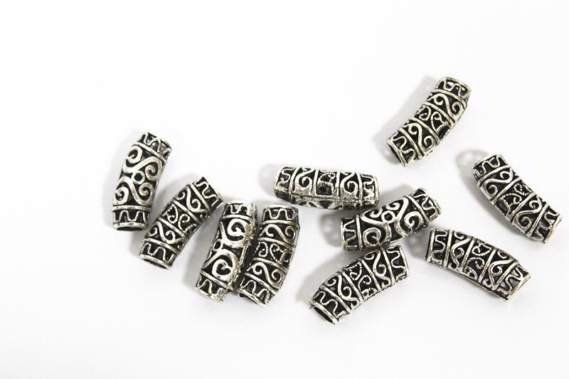 5 uds tibetano retro plata pelo trenza anillos rastas Clip cuentas no ajustable 5/6/7MM agujero interior Peluca de bricolaje accesorios cuentas
