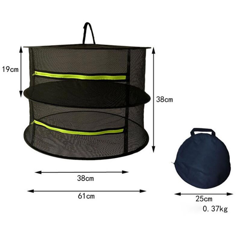 Malla de secado de hierbas para colgar bolsas de secador de pesca plegable, rejilla de redes para plantas, cremallera para hierbas, granos, seco, 2/4/6 capas
