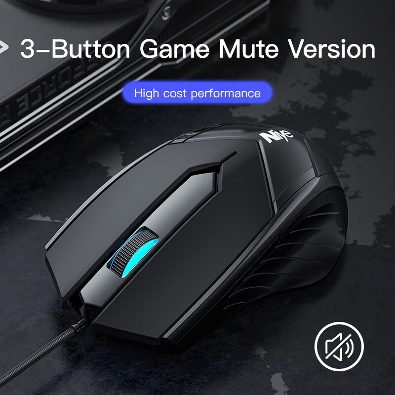 Ergonomische Wired Gaming Maus 6 Taste Stumm Atmen licht 2400 DPI USB Computer Maus Gamer Mäuse Stille Mause Für PC laptop Neue: 3 button mute