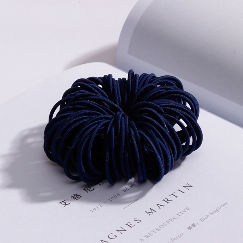 100 Stuks Meisjes Leuke Doet Geen Pijn Haar Kleur Kinderen Rubberen Band Meisje Baby Haar Band Rubberen Band haar Touw Accessoires: Navy blue