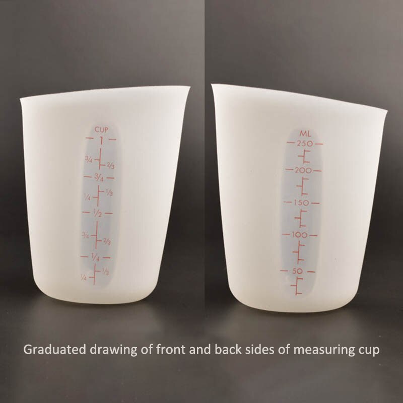Visual Cooking Accessories Double-scale 250ML Measuring Cup Silicone Semi-permeable Food Grade Kitchen Measuring Tools