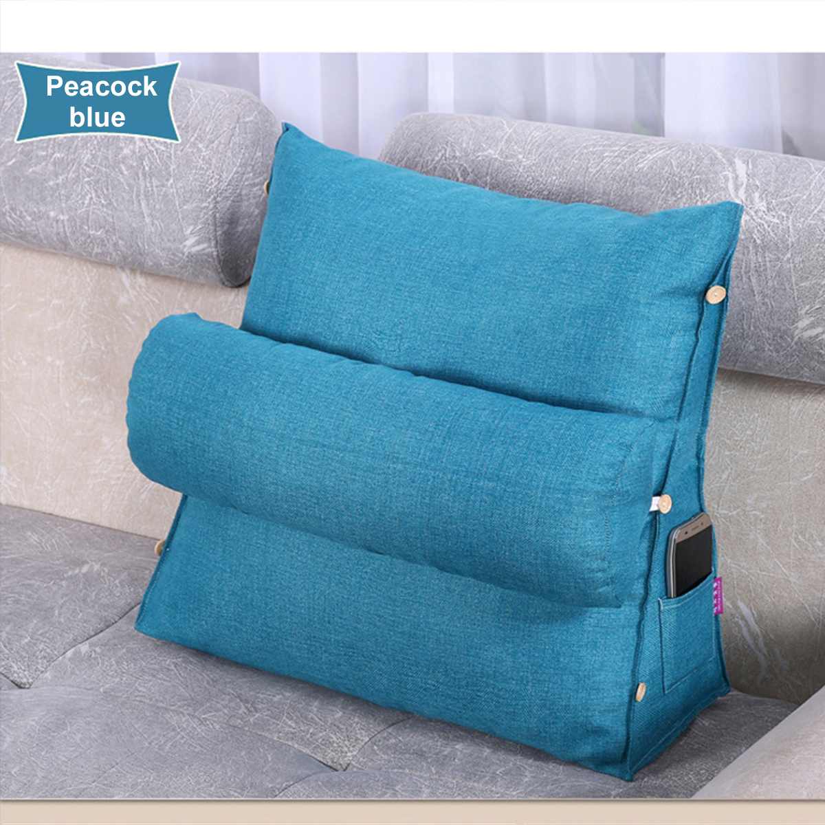 Bed Triangular Cushion Chair Bedside Lumbar Chair Backrest Lounger Lazy Office Chair Reading Pillow Household Decor 20x45x45cm: Blue