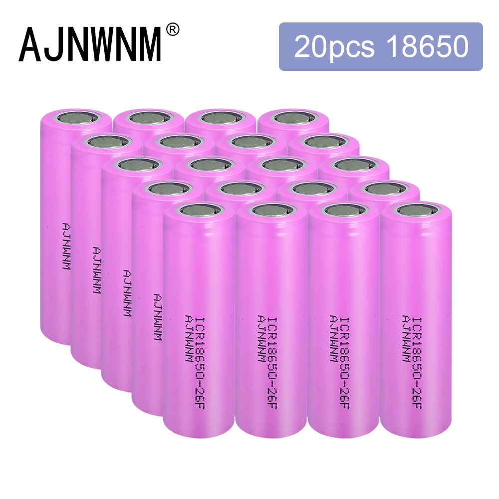 Original 18650 3.7V 2600mAh Li-Ion Batteries Rechargeable Battery ICR18650-26F Safe batteries for Industrial use: 20pcs battery