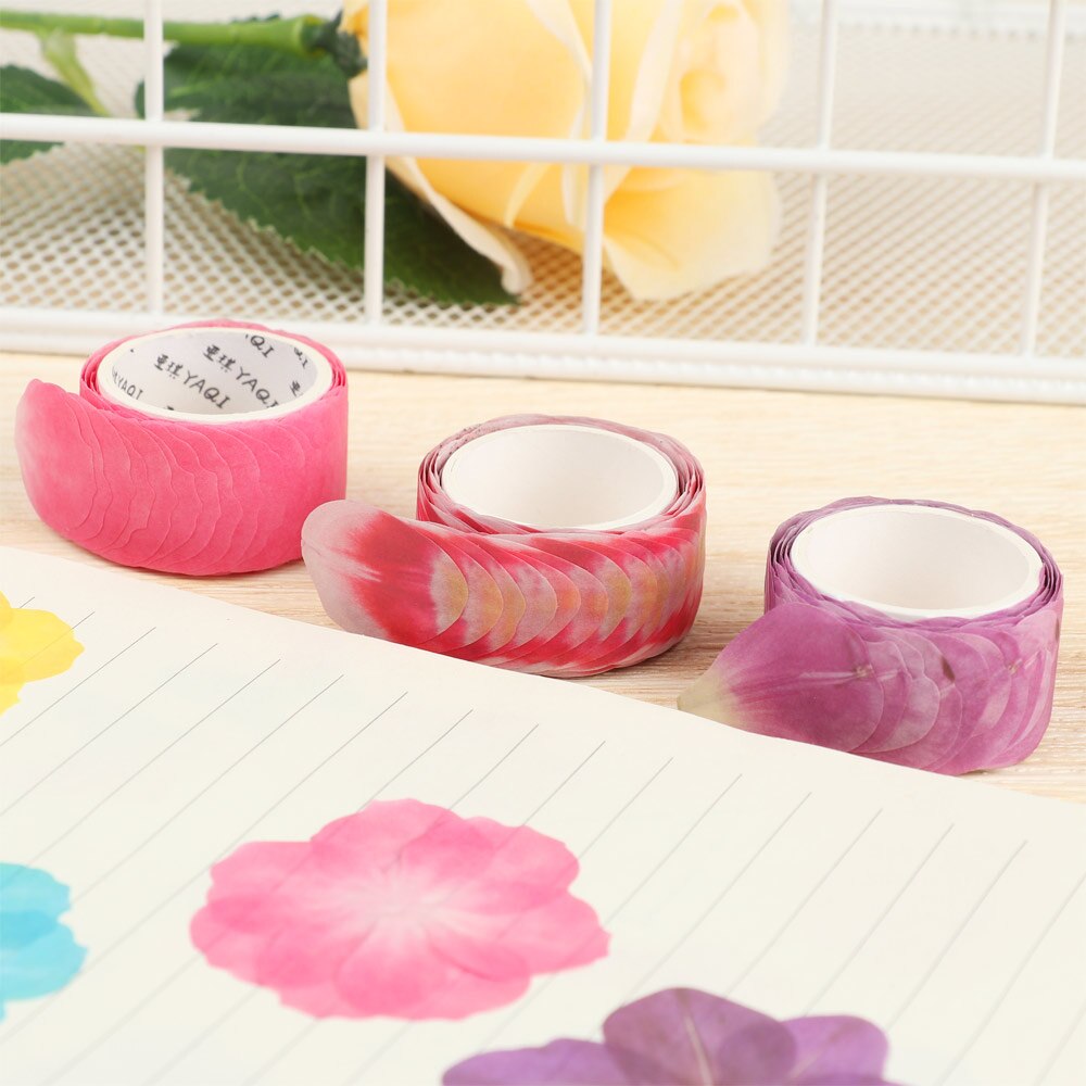 200Pcs/Roll Sakura Marking Tape Flower Petals Paper Tape Decorative Masking Tape Sticky Paper Scrapbooking Diary Paper Stickers