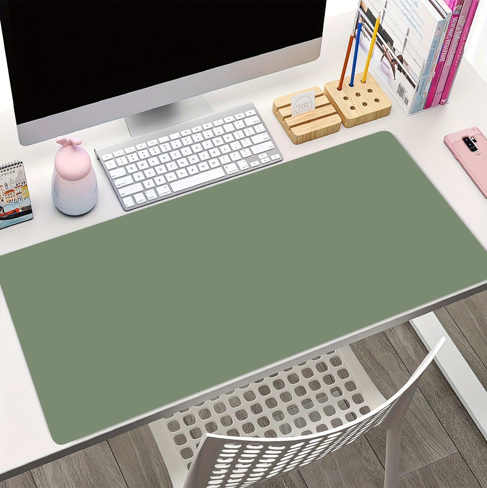 Roze en groene muismat Effen kleur Gaming HD Muismat XL Toetsenbordpads Antisliptapijt Bureaumat Kantooraccessoires Placemats
