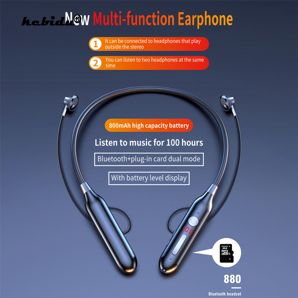 100 Uur Uithoudingsvermogen Bluetooth5.0 Draadloze Hoofdtelefoon Stereo Bass Hoofdtelefoon Nekband Power Led Display Headset Tf Card