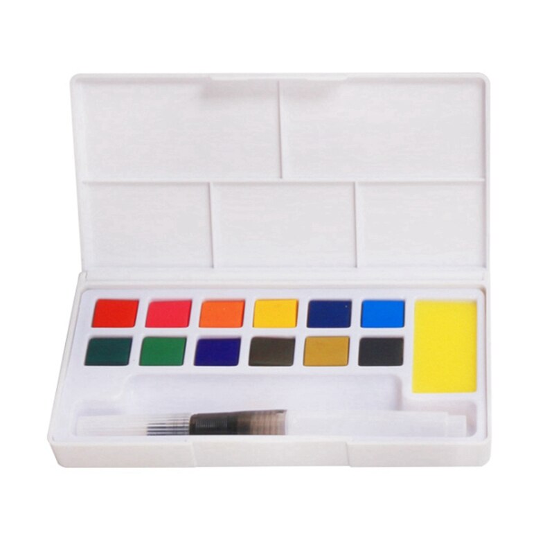 12/18/24/36 farver bærbar rejse solidt pigment akvarel maling sæt med vandfarve pensel penmaleri kunstforsyninger # k: S