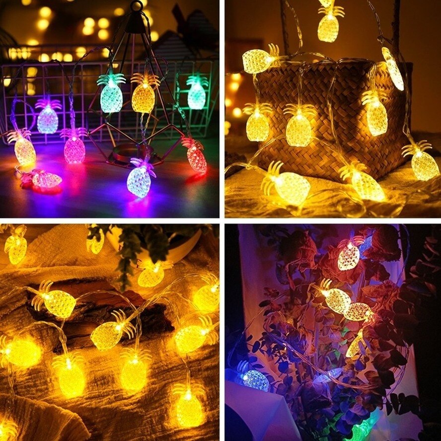 Rgb Led Ananas Fruit Slingers Kleurrijke Garland String Fairy Lights Batterij-Aangedreven Lantaarns Kerst Bruiloft Decoratie