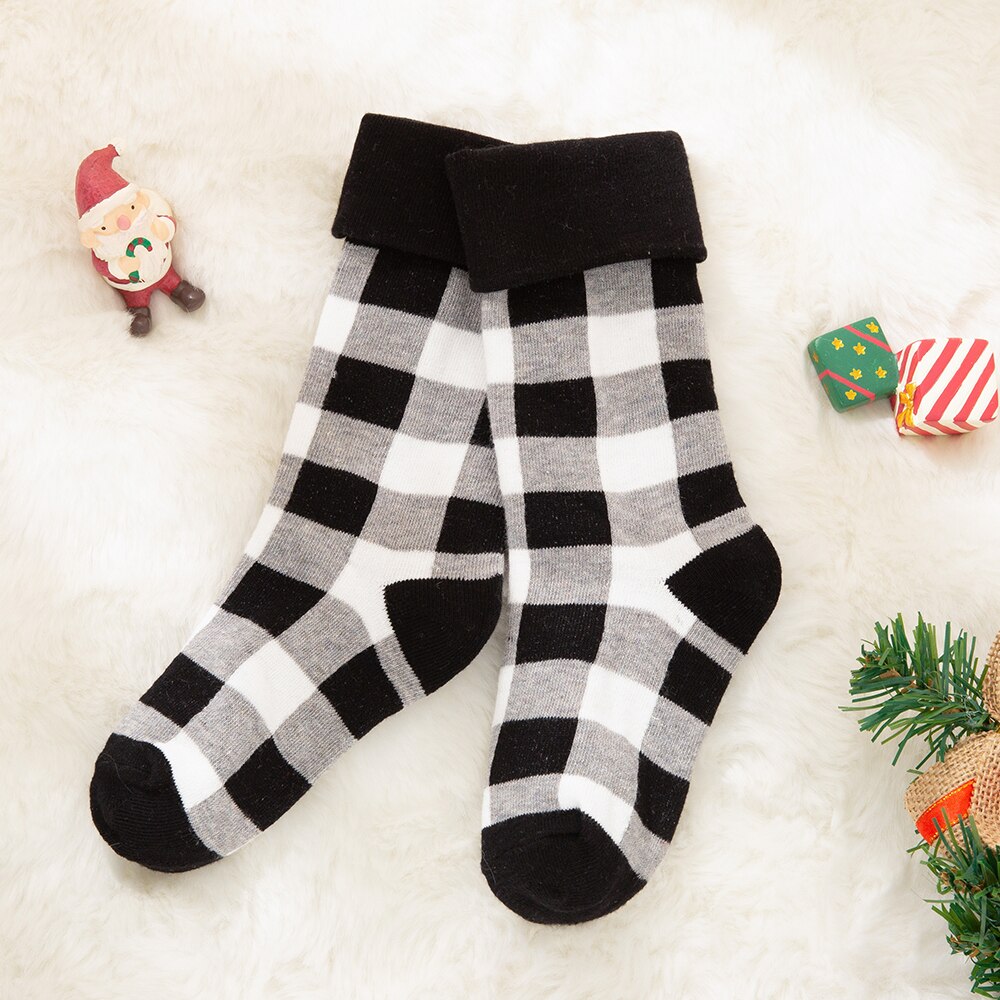 Ouder-kind Sokken Kerst Gedrukt Unisex Volwassen Mannen Vrouwen Kids Baby Lange Katoenen Warme Sokken Familie Bijpassende Kerst Sokken: B Baby (0-3Years)