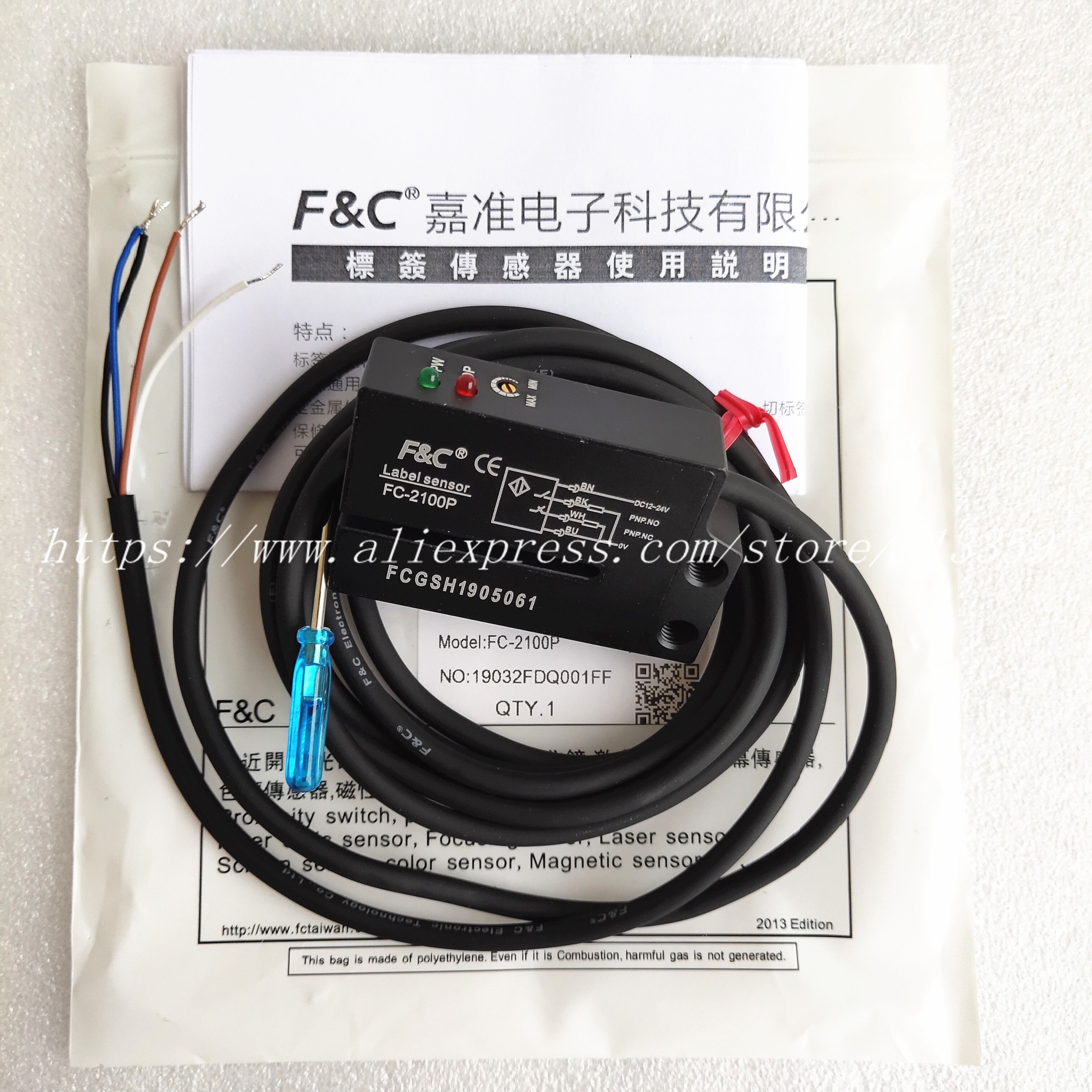 FC-2100 FC-2100P F&C Original Lable Sensor 4 wires NO NC Electric Label Detector Photo Sensor
